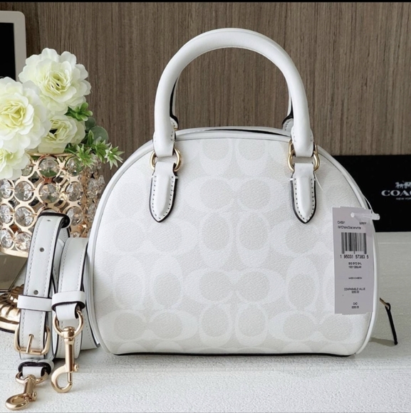 Coach Sydney Satchel In Signature Canvas Chalk/Glacier White NWT CA591. - Picture 2 of 5